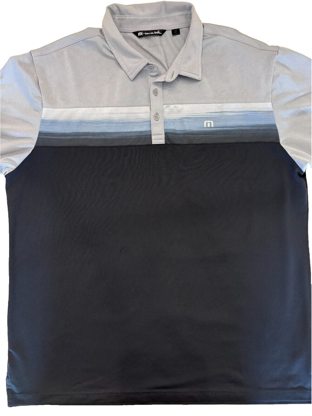 Travis Matthew Men's Performance Polo 2XL/XXL Black Gray Blue